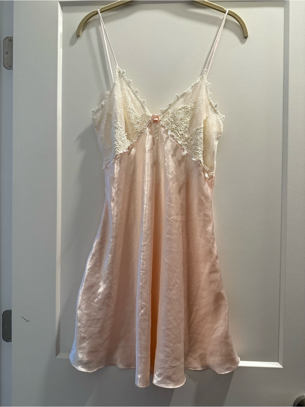 Blush Satin & Cream Lace Chemise- Vintage Wisteria